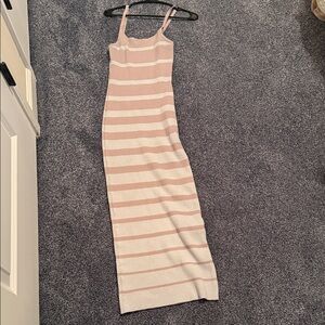 SHEIN Striped Maxi Dress in Cream and Pink